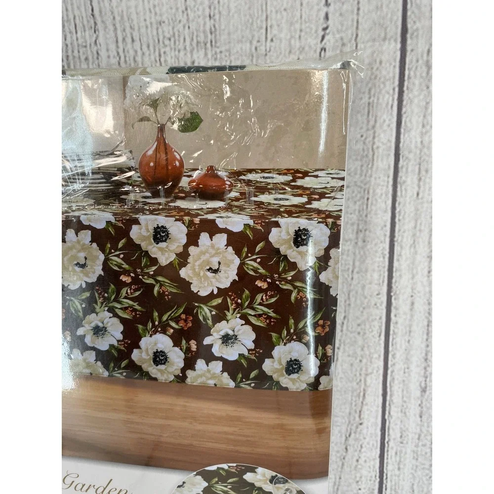 Colordrift Tablecloth Augustine Garden 60x104 Brown Floral Indoor Outdoor Oblong